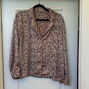 Hem & Thread Pink Leopard Print Button-Down Shirt